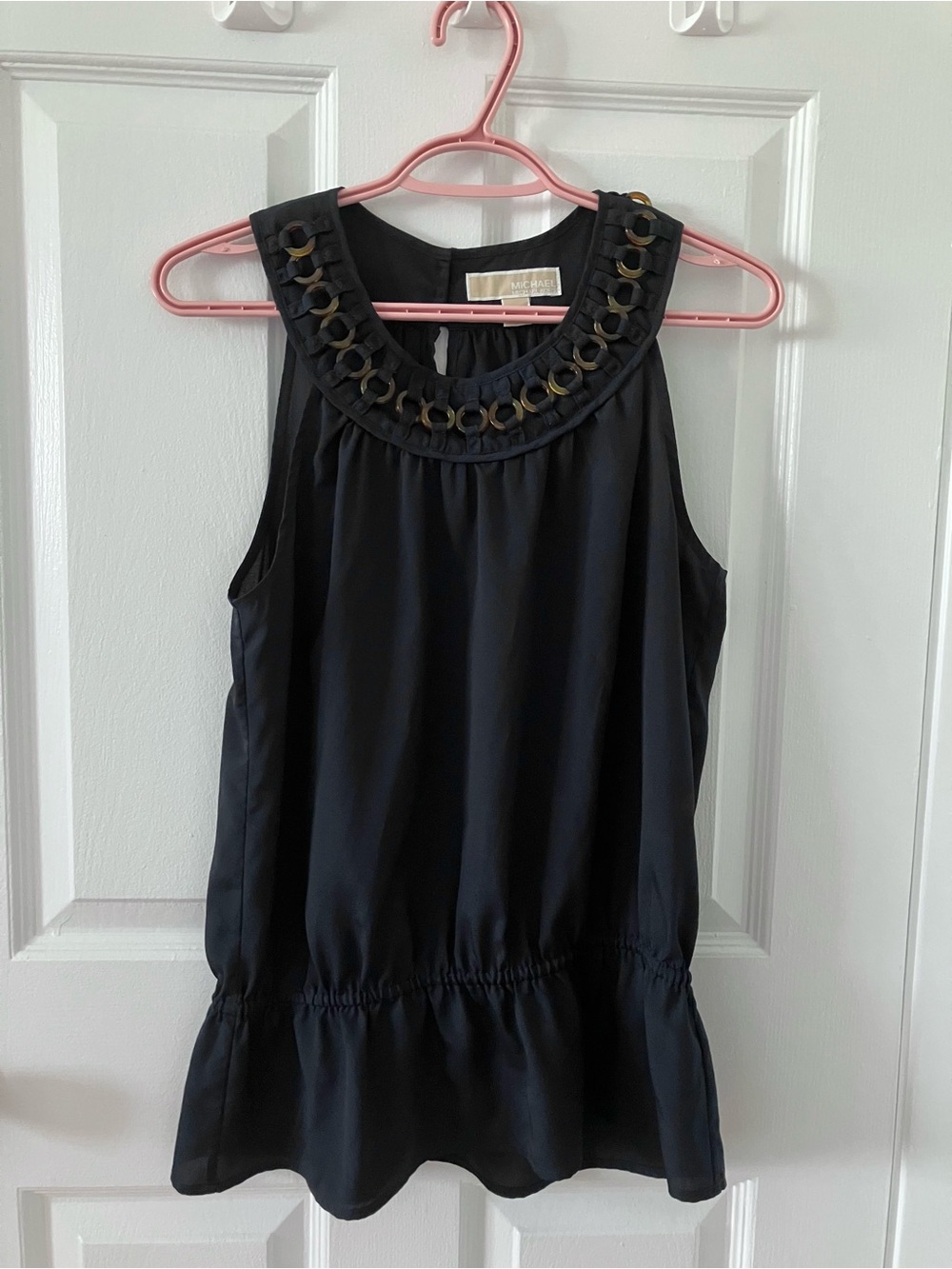 Michael Kors Black Sleeveless Grommet Neck halter Top